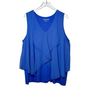 Soft Surroundings Cobalt Blue Flutter Front Women’s Sleeveless Blouse Sz XL